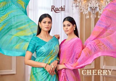 RUCHI CHERRY VOL-42 38901A TO 38903D DESIGNER CHIFFON SAREE WHOLESALER IN INDIA